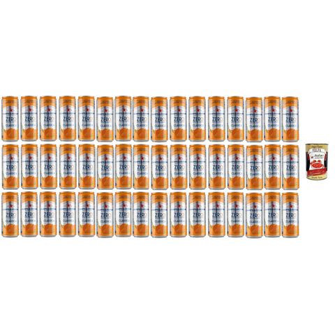 San Pellegrino Aranciata Zero dosen ohne Zucker Limonade orange ohne Zucker 48x 33cl inkl. Italian Gourmet polpa 400g Original italienisch