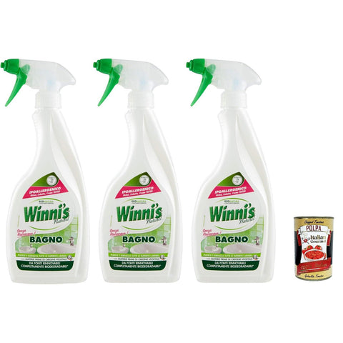 Winni's Bagno Winni's - Bagno Hypoallergenes, desinfizierendes Badezimmer - Sprühwaschmittel, geeignet für die empfindlichste Haut, reinigende und reinigende Wirkung ohne Spülen 500 ml inkl. Italian Gourmet polpa 400g Original italienisch