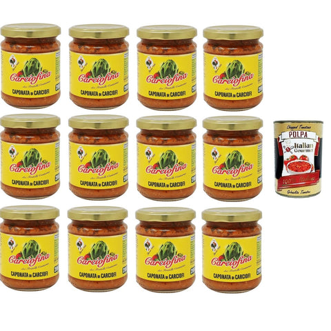 Fratelli Contorno Carciofina, Caponata di Carciofi Artischocken - Caponata 12x200gr inkl. Italian Gourmet polpa 400g Original italienisch