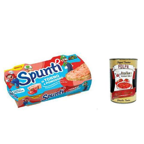 Spuntì Tonno e pomodoro, Brotaufstrich Verteilbarer Creme Thunfisch und Tomate, 2 Dosen von 3x 84 g inkl. Italian Gourmet polpa 400g Original italienisch