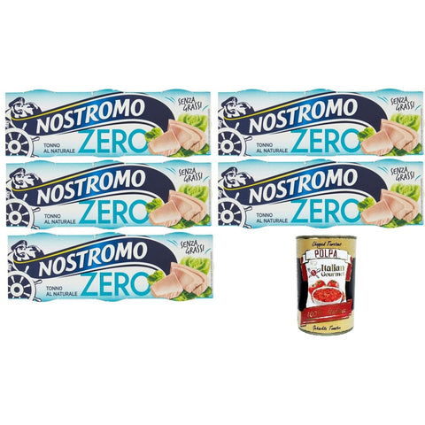 Nostromo Tonno Zero al Naturale Natürlicher Null - Thunfisch 5x 3x65gr inkl. Italian Gourmet polpa 400g Original italienisch