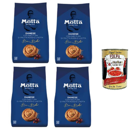 Motta Danese Con farcitura di frutti rossi e uvetta Mit roter Frucht- und Rosinenfüllung 4x270gr Original italienisch inkl. Italian Gourmet Polpa 400g