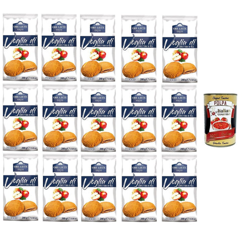 ORE LIETE Perugia - Voglia Di Biscotti di frolla ripieni di Confettura alle MeleLust auf Mürbeteigkekse gefüllt mit Apfelmarmelade 15x200gr inkl. Italian Gourmet polpa 400g Original italienisch