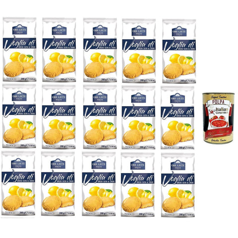 ORE LIETE Perugia - Voglia Di Biscotti di frolla ripieni di Crema Limone Lust auf Mürbeteigkekse gefüllt mit Zitronencreme 15x200gr inkl. Italian Gourmet polpa 400g Original italienisch