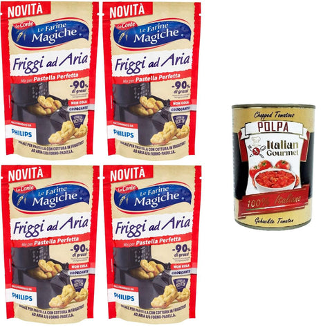 Lo conte Le Farine Magiche Friggi ad Aria Mix per pastella Perfetta Ich zähle es zur Magic Flours Air Fry Mix für den perfekten Teig 4x300gr inkl. Italian Gourmet polpa 400g Original italienisch