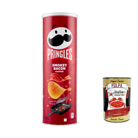 Pringles Smokey Bacon Flavour Patatine Smokey Speck Kartoffel chips 12x175g Original italienisch Snack