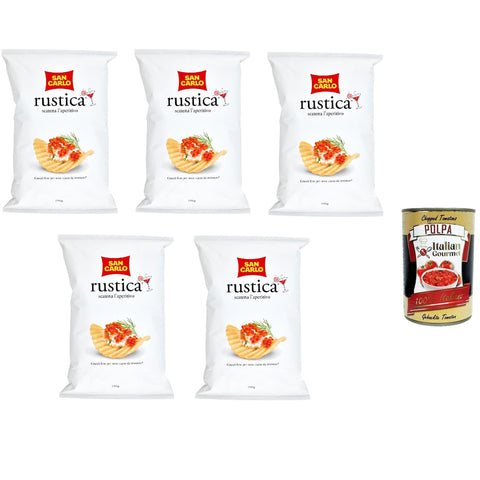 San Carlo Rustica Chips Patatine Kartoffelchips gesalzen Kartoffel chips 5x 190g inkl. Italian Gourmet polpa 400g Original italienisch