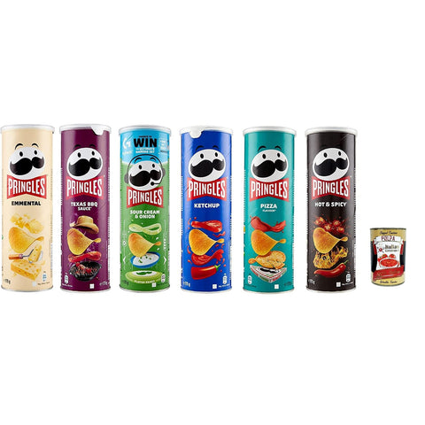 Pringles Testpaket in der praktischen knackige Chip 6 Flavours 6x175g Original italienisch Snack