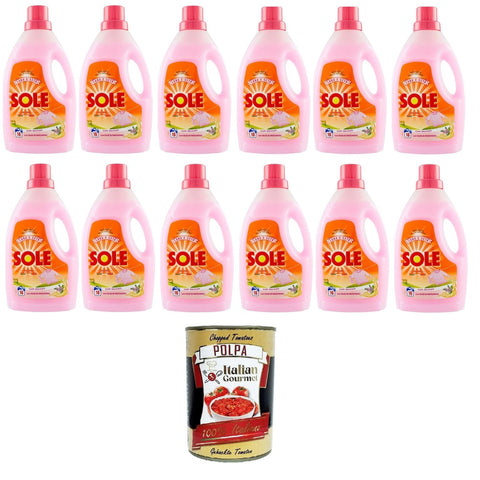 Sole Klassisches Waschmaschinenwaschmittel für empfindliche Kleidung mit Patchouliöl 12x 1lt inkl. Italian Gourmet Polpa di Pomodoro 400g Original italienisch