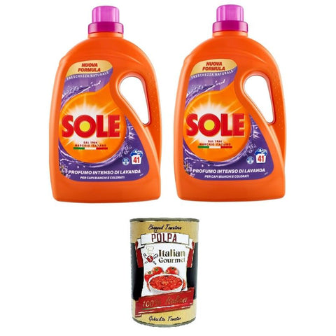 Sole Lavender Natural Freshness Waschmaschinenwaschmittel 41 Wäschen 2x 1.845 L inkl. Italian Gourmet Polpa 400g Original italienisch