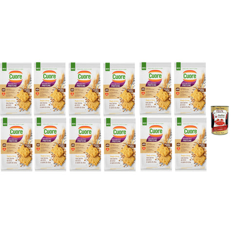 Crackers sfoglie cotte Cuore con farina di fagioli e di grano saraceno, Crackers Blätter mit Mit Kichererbsen mehl und Chiasamen 12x 170g inkl. Italian Gourmet polpa 400g Original italienisch
