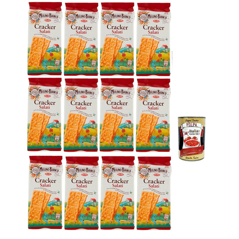 Mulino Bianco Cracker Salati herzhafter Salzcracker mit nachhaltigem Mehl + Italian goumet polpa 400g 12x 500g Original italienisch