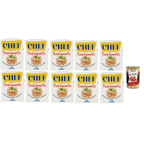 Parmalat Chef Besciamella, Klassische Béchamel-Sauce, 10 x 200 ml, Mit Natürlichen Zutaten Original italienisch inkl. Italian Gourmet Polpa 400g