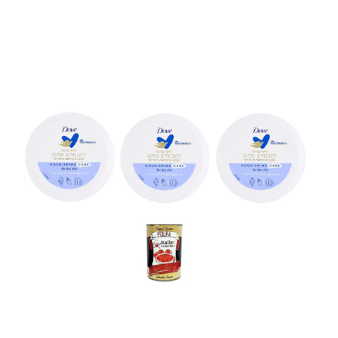 Dove Body Love One Cream Crema rigenerante per viso 250ml, Regenerierende Creme für Körper, Hände und Gesicht 3x 250 ml inkl. Italian Gourmet polpa 400gr Original italienisch