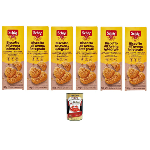 Schar Biscotto all'Avena integrale con Ferro e Zinco per un Sistema Immunitario Efficiente Vollkorn-Haferkekse mit Eisen und Zink für ein effizientes Immunsystem 6x130gr Original italienisch inkl. Italian Gourmet Polpa 400g