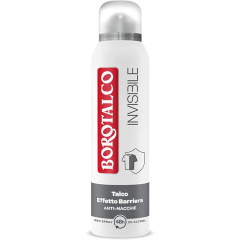Borotalco Invisibile deodorant Deo - Spray alkoholfrei mit Talk - Barriere - Effekt, 48h Classic Parfüm 12x 150 ml inkl. Italian Gourmet Polpa 400g Original italienisch