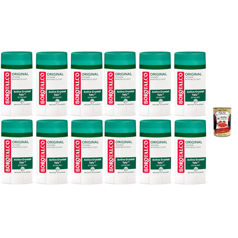 Borotalco Deo - Deo Stick - 48 Stunden Wirksamkeit - Formel mit Active Crystal Talc für dreifachen Schutz gegen Schweiß - 0% Alkohol Deodorant 12x 40ml inkl. Italian Gourmet polpa 400g Original italienisch