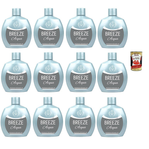 BREEZE Acqua Deodorante Squeeze, Deodorant ohne Gas und ohne Aluminiumsalze, 48h Duftendes Deodorant 12x 100ml inkl. Italian Gourmet polpa 400g Original italienisch