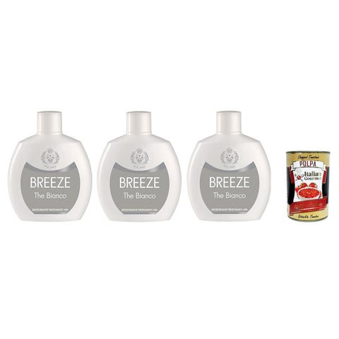 BREEZE Weißer Tee Deodorante Squeeze, Deodorant ohne Gas und ohne Aluminiumsalze 3x100ml Original italienisch Getränk