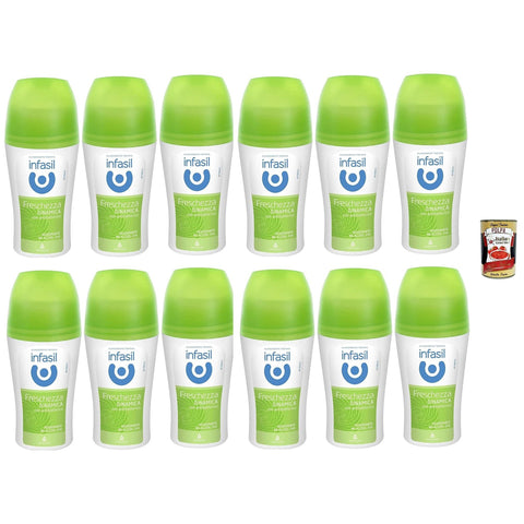 Infasil Deodorant Roll - On Dynamische Frische, ohne Alkohol, wirksam bis zu 24 Stunden, Deo Roll - On 12x 50 ml inkl. Italian Gourmet polpa 400g Original italienisch