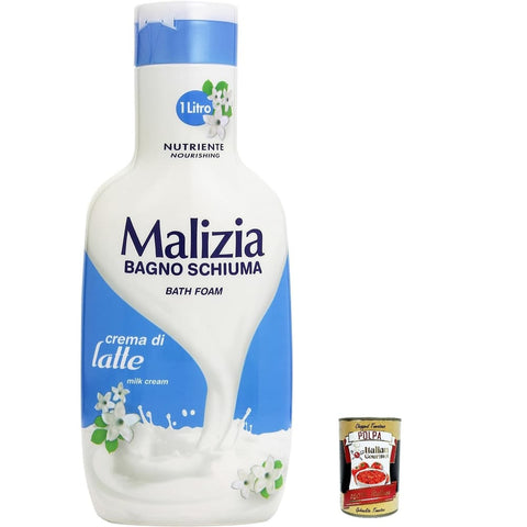 Malizia Bagnoschiuma Crema Di Latte 1Lt Milchbadschaum 12x inkl. Italian Gourmet polpa 400g Original italienisch