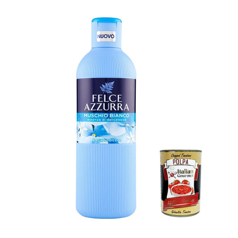 Felce azzurra Bagnodoccia Muschio Bianco Körperwäsche Moschus weiß mit 650 ml 3x Original italienisch inkl. Italian Gourmet Polpa 400g