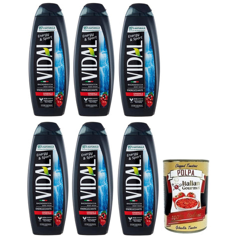 Vidal Energy & Sport Bagnodoccia Duschgel mit Ginseng und Guarana 6x500ml Original italienisch Getränk