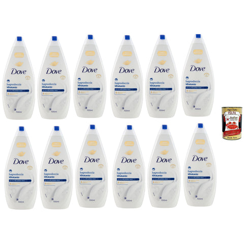 Dove bagnodoccia idratante, Schaumbäder Bades bath shower foam, Weichheit und Pflege 12x 700 ml Original italienisch inkl. Italian Gourmet Polpa 400g