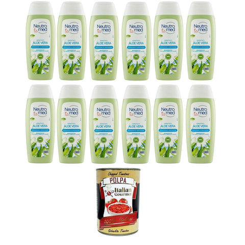 Neutromed pH 5, 5 Idratati Aloe Vera Bagnodoccia, pH 5, 5 Hydrated Aloe Vera Body Wash 12 x 400 ml inkl. Italian Gourmet polpa 400g Original italienisch