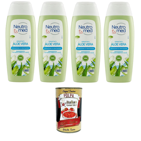 Neutromed pH 5, 5 Idratati Aloe Vera Bagnodoccia, pH 5, 5 Hydrated Aloe Vera Body Wash 4x400 ml inkl. Italian Gourmet polpa 400g Original italienisch