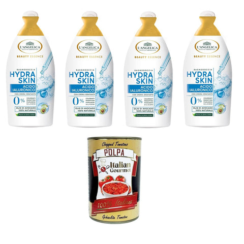 L'angelica Beauty Essence Hydra Skin Body Wash Hyaluronsäure mit Avocadoöl 4x 520 ml inkl. Italian Gourmet polpa 400g Original italienisch