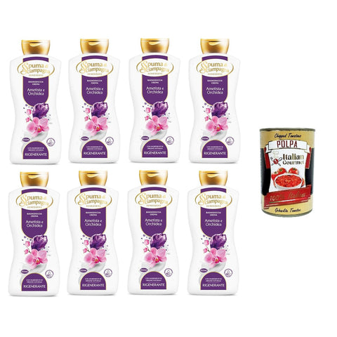 Spuma di Sciampagna Regenerierende Wohlfühl Körperwäsche, Amethyst und Orchideencreme 8x650ml Original italienisch Pflege