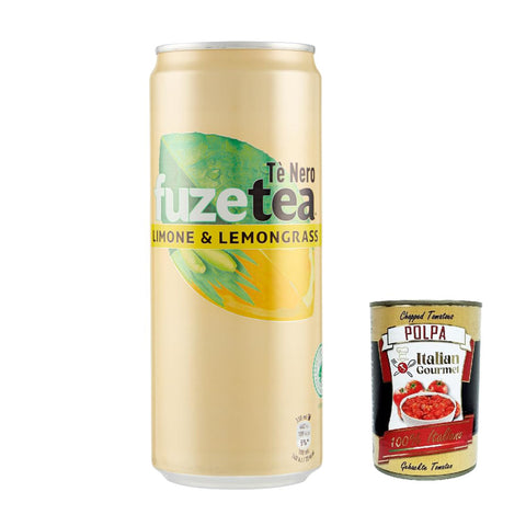 Fuze tea Schwarzer Tee, Zitrone mit einer Notiz von Lemongrass sleek can, lemon ice tea 48x 33cl inkl. Italian Gourmet polpa 400g Original italienisch