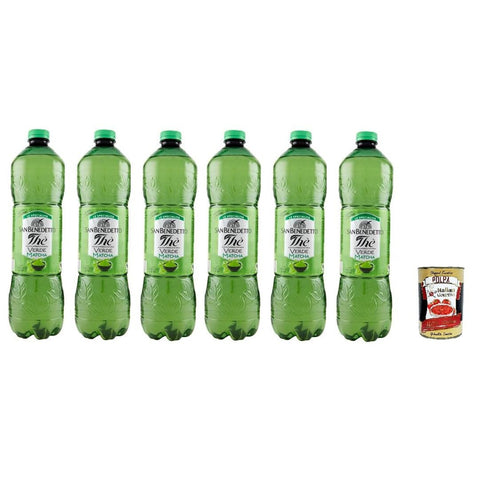 San Benedetto Thè Verde & Matcha 6x 1,5Lt, Eistee The' grüner Tee und Kaktus PET Einweg, ice tea erfrischend, Ohne Konservierungsstoffe und künstliche Farbstoffe Original italienisch inkl. Italian Gourmet Polpa 400g