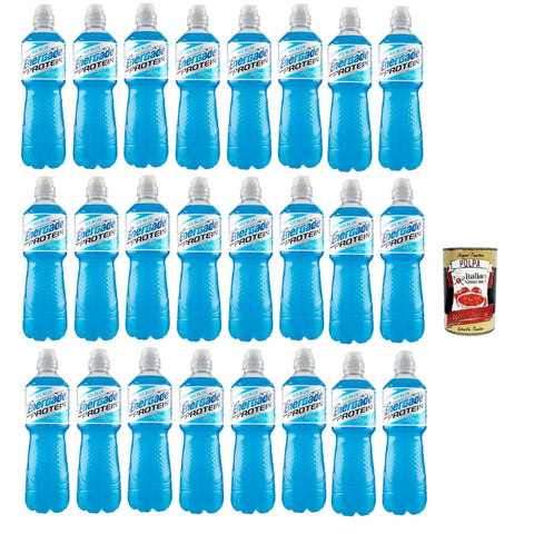 Energade Protein Ice Blue Flavour P&P, mit Noten von Himbeere und Brombeere, alkoholfreies Getränk mit Proteinen, Mineralsalzen und Zucker 24x 750ml inkl. Italian Gourmet polpa 400g Original italienisch