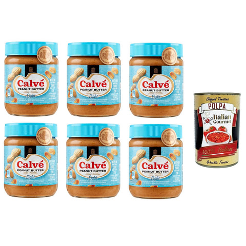 Calvè Peanut Butter Light Leichte Erdnussbutter 6x350gr inkl. Italian Gourmet Polpa di Pomodoro 400g Original italienisch
