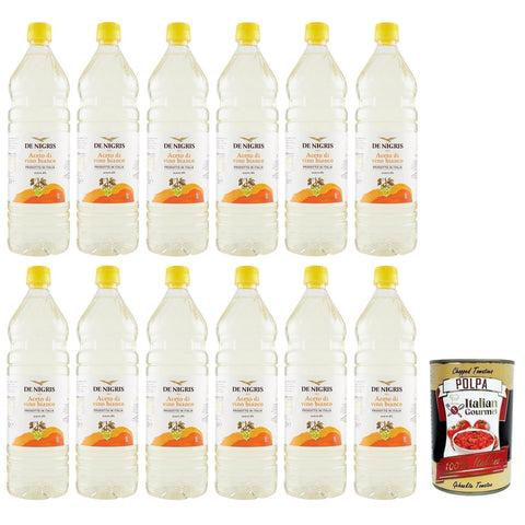 De Nigris Aceto di Vino Bianco, Weißweinessig, Säure 6%, PET - Flasche 1Lt 12x inkl. Italian Gourmet Polpa di Pomodoro 400g Dose Original italienisch