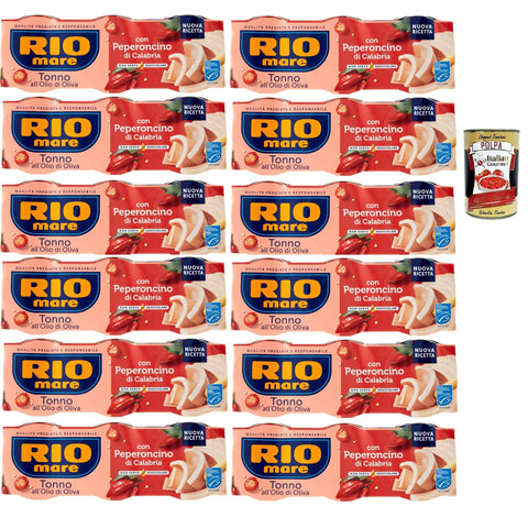 Rio Mare Tonno all'Olio di Oliva con Peperoncino di Calabria, Thunfisch mit Olivenöl mit Kalabrien - Chili - Pfeffer 36x 65 g inkl. Italian Gourmet polpa 400g Original italienisch