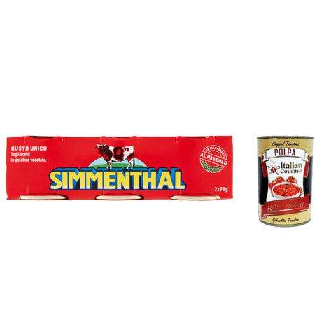 Simmenthal carne in scatola, Rindfleisch in Aspik 3x 90g 100% Italienisch Fleisch Aspikfleisch 12x Original italienisch inkl. Italian Gourmet Polpa 400g