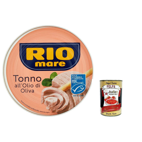 Rio Mare Tonno all'Olio di Oliva Thunfisch in Olivenöl, Gelbflossen thun 24x 240g inkl. Italian Gourmet polpa 400g Original italienisch