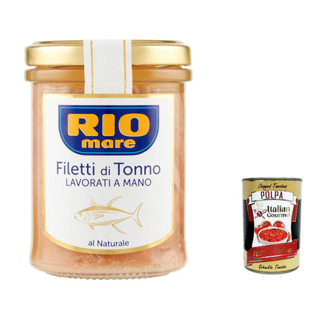 Rio Mare Filetti di Tonno al Naturale Natürliche Thunfischfilets, handgefertigt, 180 g 6x Original italienisch inkl. Italian Gourmet Polpa 400g