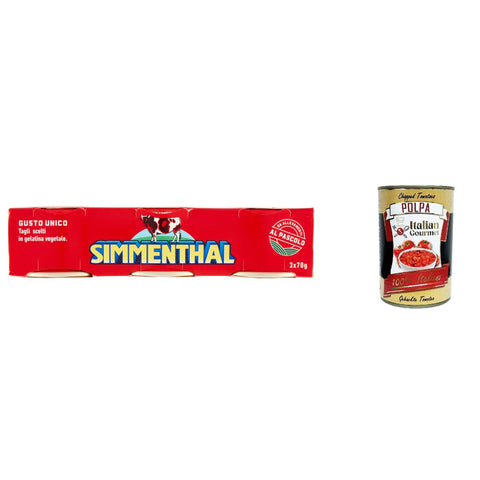 Simmenthal carne in scatola, Rindfleisch in Aspik 100% Fleisch Aspikfleisch 6x 3x 70g inkl. Italian Gourmet polpa 400g Original italienisch