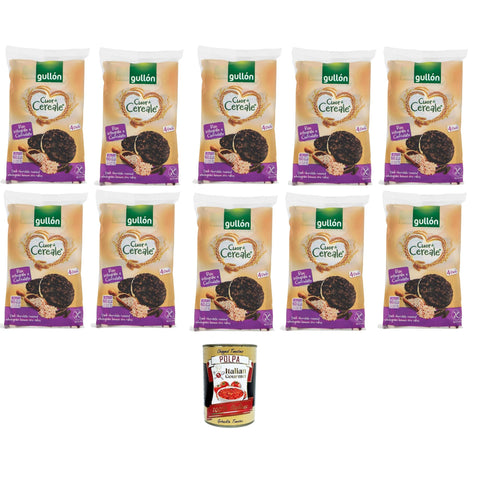 Gullon Cuor di Cereale Gallette di Riso Integrale Ricoperte di Cioccolato Fondente Cuor di Cereal braune Reiskuchen, überzogen mit dunkler Schokolade, 10x105,2 g Original italienisch inkl. Italian Gourmet Polpa 400g