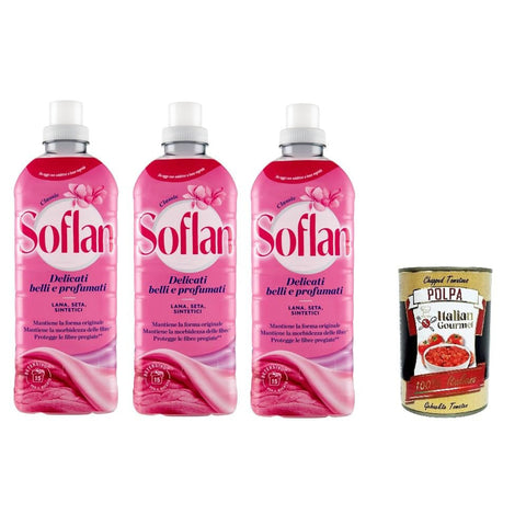 Soflan Weichspüler für Feinwäsche, schön und duftend 3x 900 ml inkl. Italian Gourmet Polpa di Pomodoro 400g Original italienisch