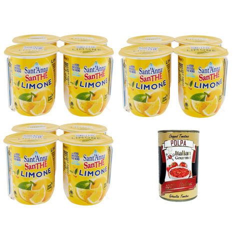 Sant’Anna SanThè Limone Zitronentee Mit echtem Aufguss von schwarzem Tee in Sant'anna - Wasser 12 x 200 ml inkl. Italian Gourmet polpa 400g Original italienisch