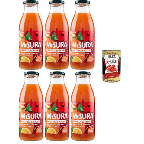 Misura Frutti & FioriArancia Zenzero e Fiori di Ibisco Orangen - Ingwer und Hibiskusblüten 6x500ml inkl. Italian Gourmet polpa 400g Original italienisch