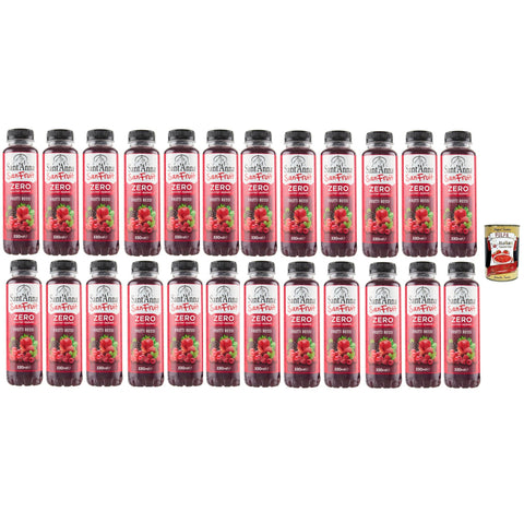 Sant'Anna SanFruit Sant'Anna, SanFruit Frutti Rossi,, Ohne Zucker Getränk basierend auf fruchtfreien Fruchtsäften mit Süßungsmitteln, rotem Früchte Geschmack 24x 330 ml inkl. Italian Gourmet polpa 400g Original italienisch