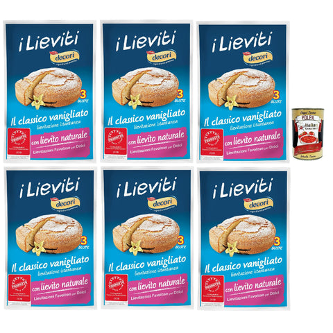 Lo conte Decori' Lievito Vanigliato per Dolci - Vanille Hefe für Desserts - (3x Beutel mit 18g) 6x 54g inkl. Italian Gourmet polpa 400g Original italienisch