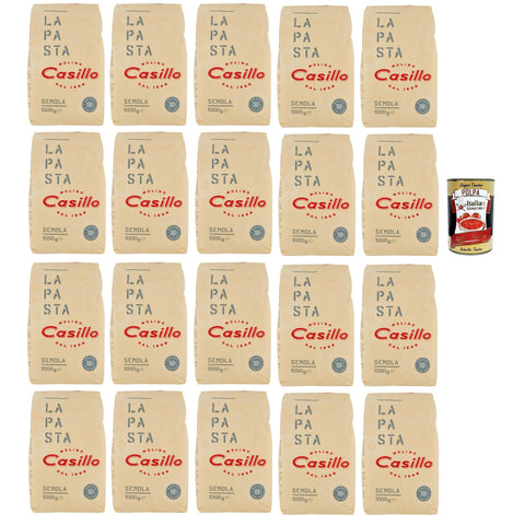 Casillo Molino, Semola di Grano Duro "La pasta", Hartweizengrieß, 100% italienisch, ideal für die Vorbereitung einer Pasta mit einem authentischen Geschmack 20x 1kg Original italienisch inkl. Italian Gourmet Polpa 400g