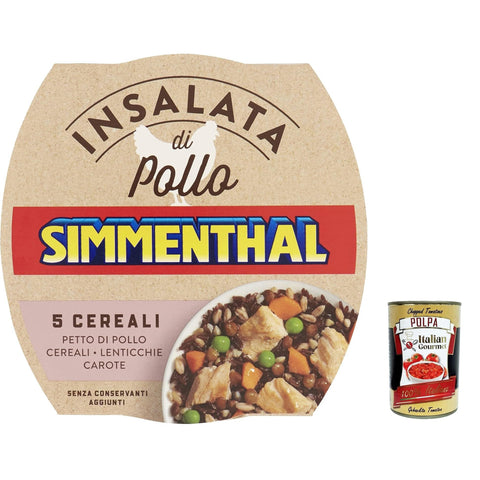 Simmenthal 5 Cereali: Hähnchenbrustsalat mit 5 Körnern und ausgewähltem Gemüse, 160 gr 6x Original italienisch inkl. Italian Gourmet Polpa 400g